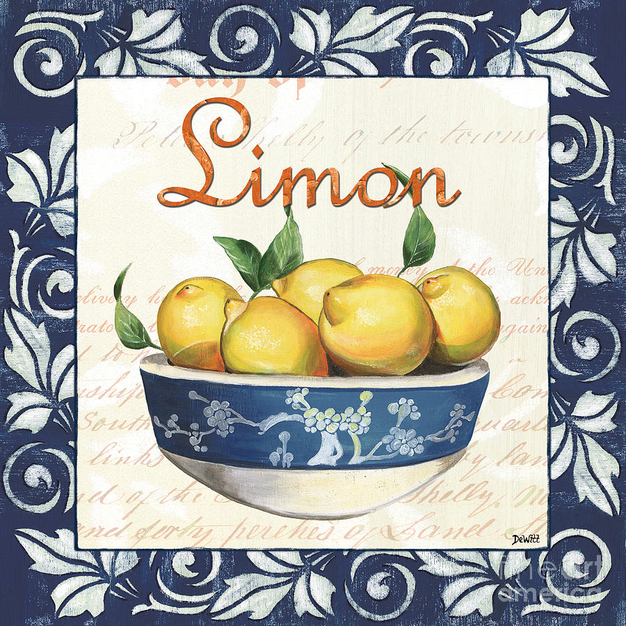 Lemon Painting - Azure Lemon 3 by Debbie DeWitt