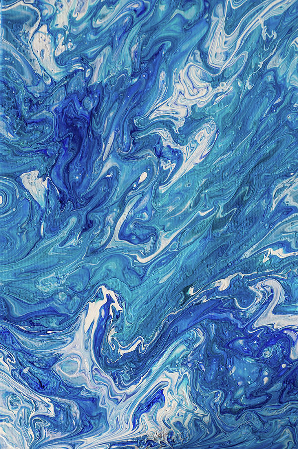 Azure Transfusions of Ocean Waves Fragment  Painting by Jenny Rainbow