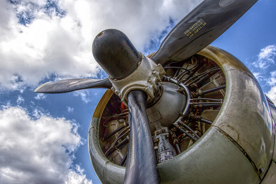 Vintage Photograph - B-17 Engine by Mike Burgquist