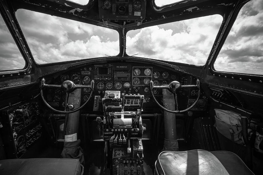 Airplane Photograph - B-17 Flying Fortress Cockpit by Mike Burgquist