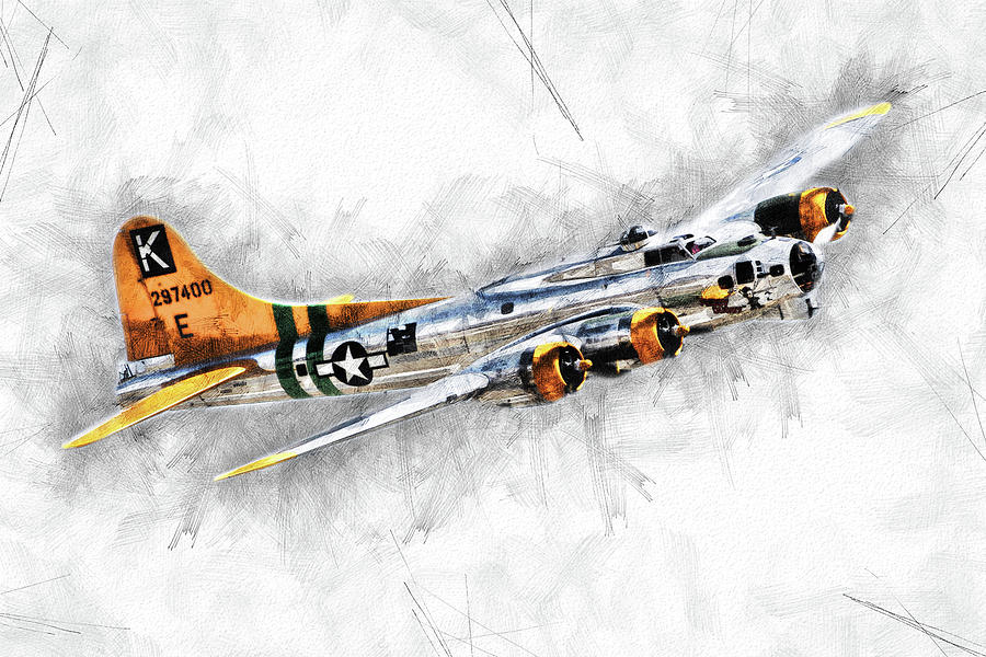 B17 Flying Fortress Sketch Digital Art by Airpower Art Pixels