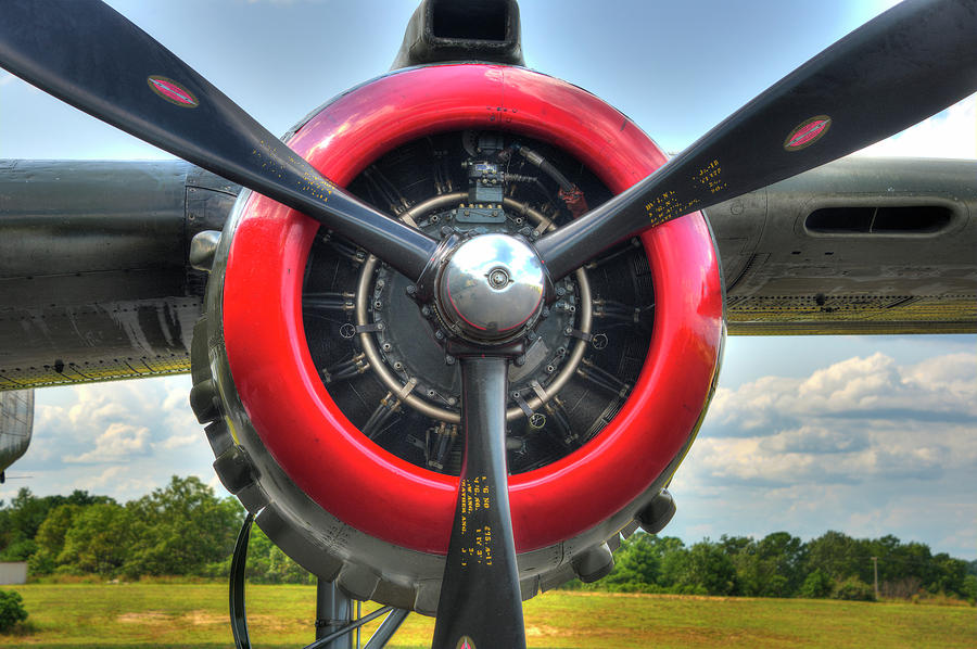 B 25 Red Trimmed Engine Photograph by Gary Slawsky