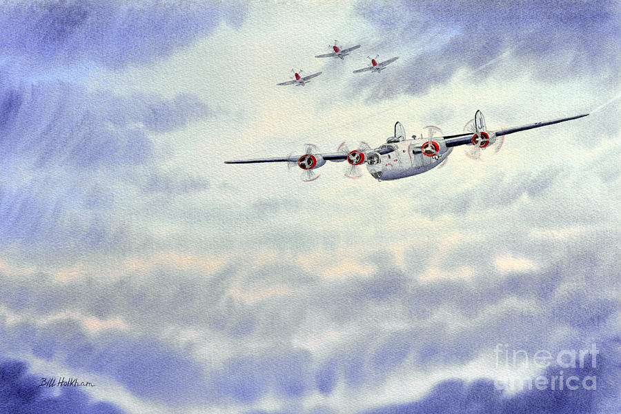 B-24 Liberator Aircraft Painting Painting by Bill Holkham