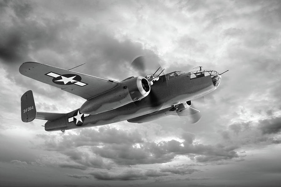 B-25 Mitchell in Black and White Photograph by Gill Billington