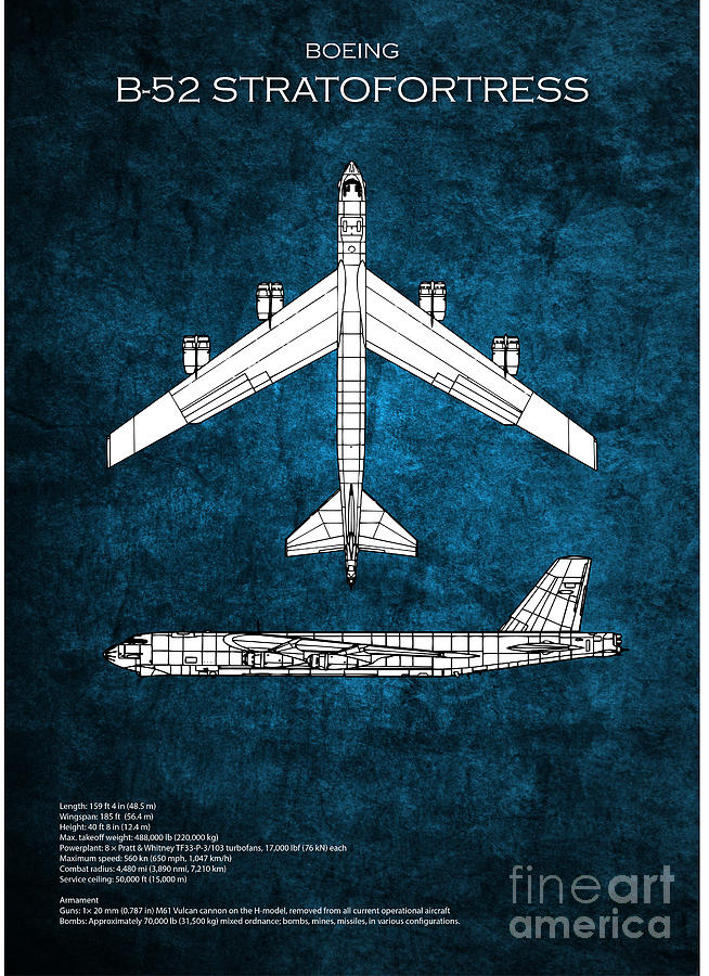 B-52 Stratofortress Blueprint Digital Art by Airpower Art