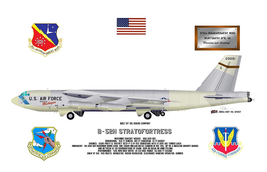 B-52H Stratofortress Bomber Digital Art by George Bieda