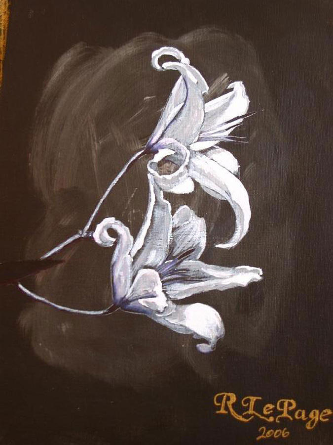 B and W Lily Painting by Richard Le Page