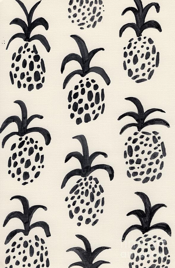 B and W pineapple print Painting by Anne Seay