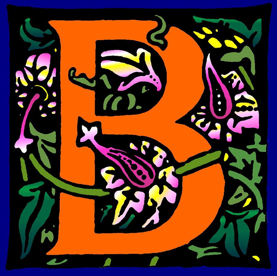Alphabet Digital Art - B in Orange by Kathleen Sepulveda