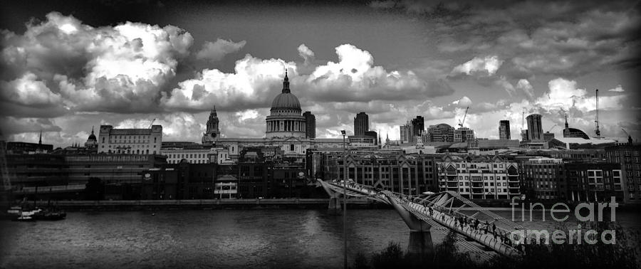 London Photograph - B/W Millennium Bridge by Wei Jia