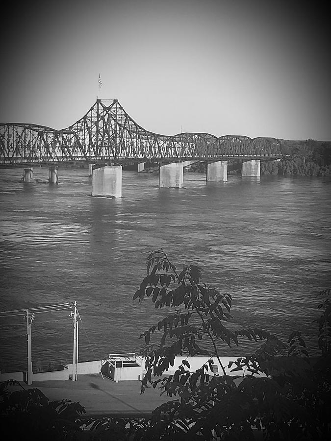 B/w noir bridge over Mississippi  Digital Art by Chris Hartwell