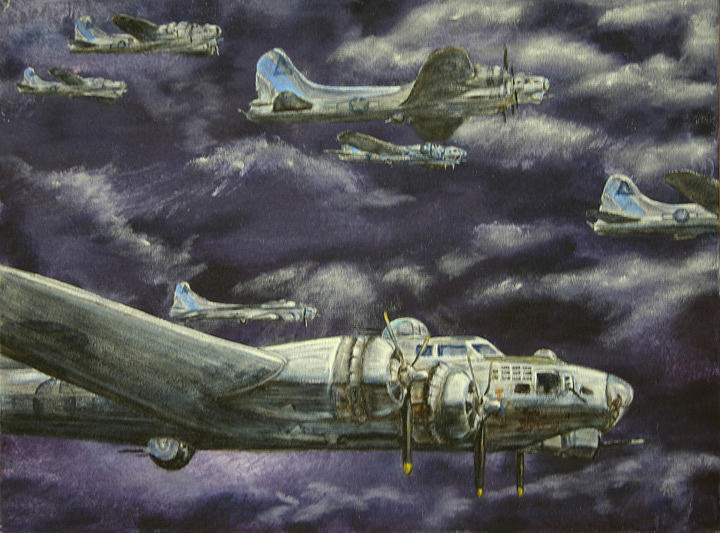 B17 Bomber Painting by Karen Peterson