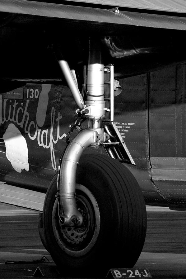 B24 Landing Gear Monochrome Photograph by David Weeks