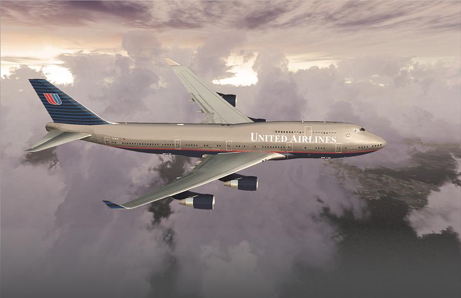 Airline Digital Art - B747-400  by Mike Ray