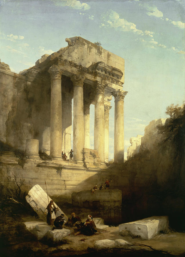 Baalbec - Ruins of the Temple of Bacchus Painting by David Roberts