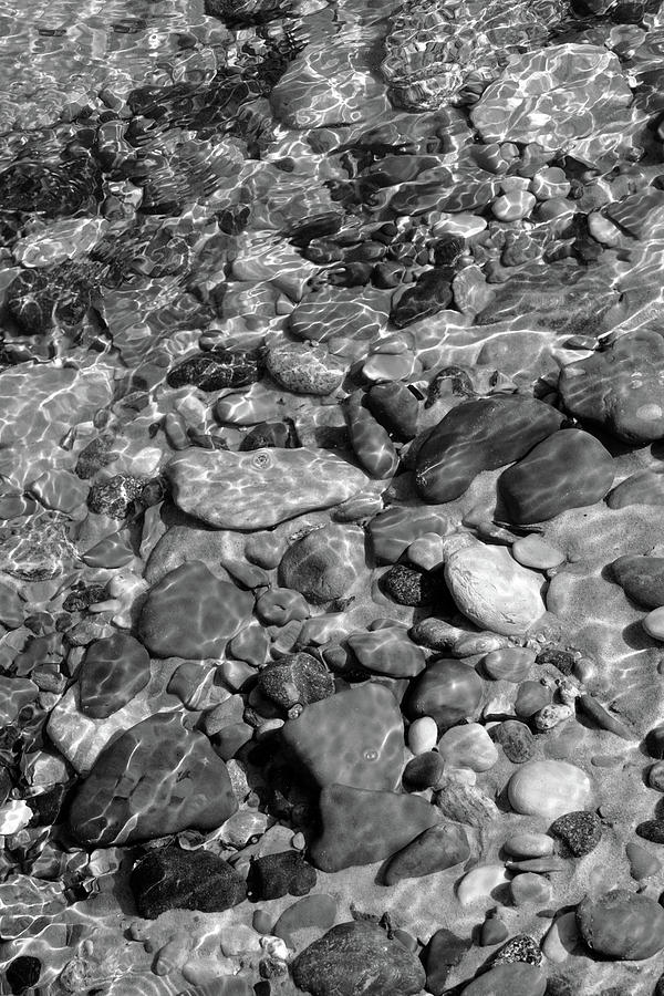 Babbling Brook Black And White Photograph