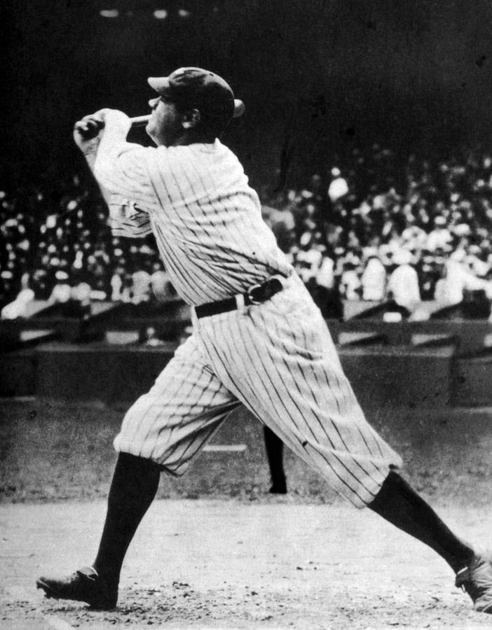 New York Yankees Photograph - Babe Ruth 1895-1948 At Bat, Ca. 1920s by Everett