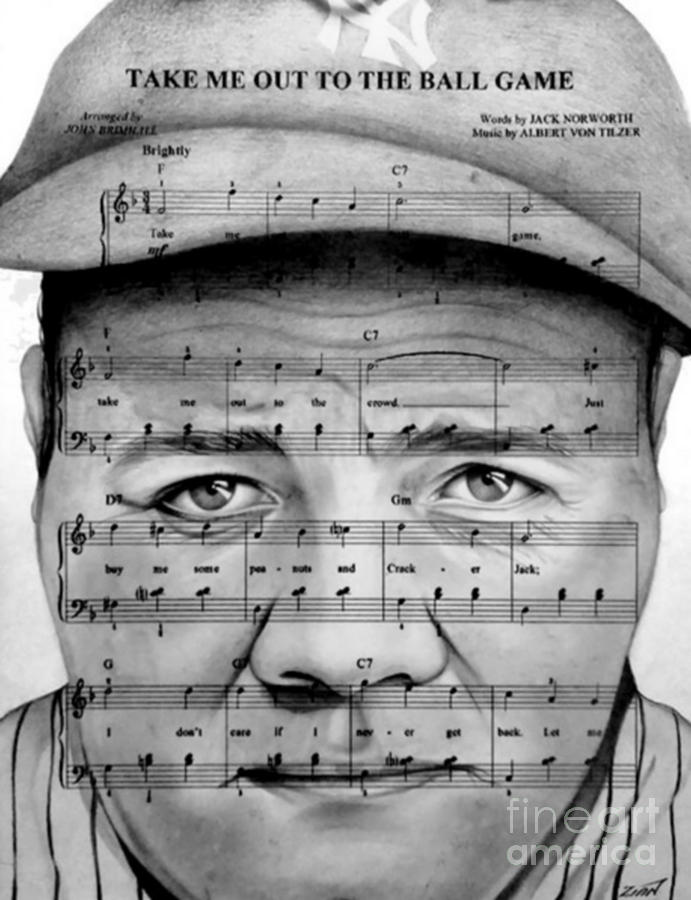 Babe Drawing - Babe Ruth by Alan Zinn