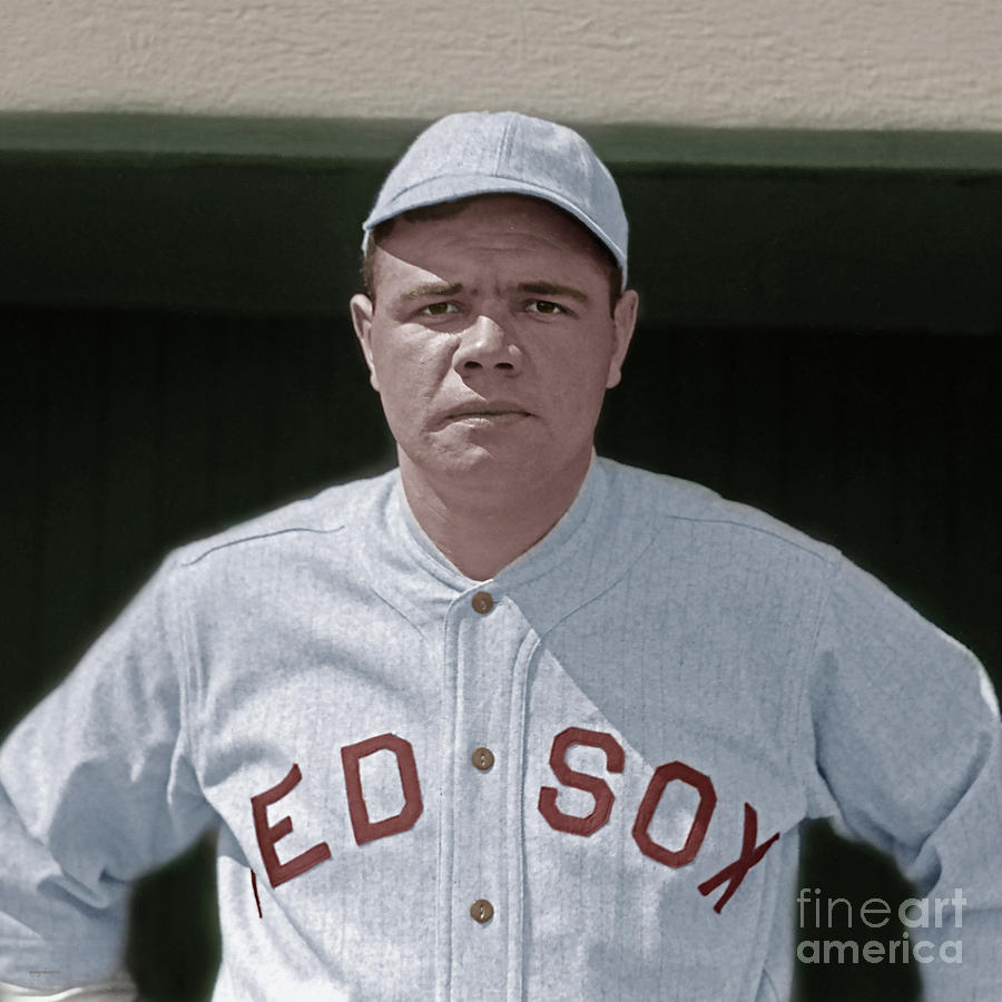Babe Ruth Boston Red Sox Colorized 20170622 square Photograph by Wingsdomain Art and Photography