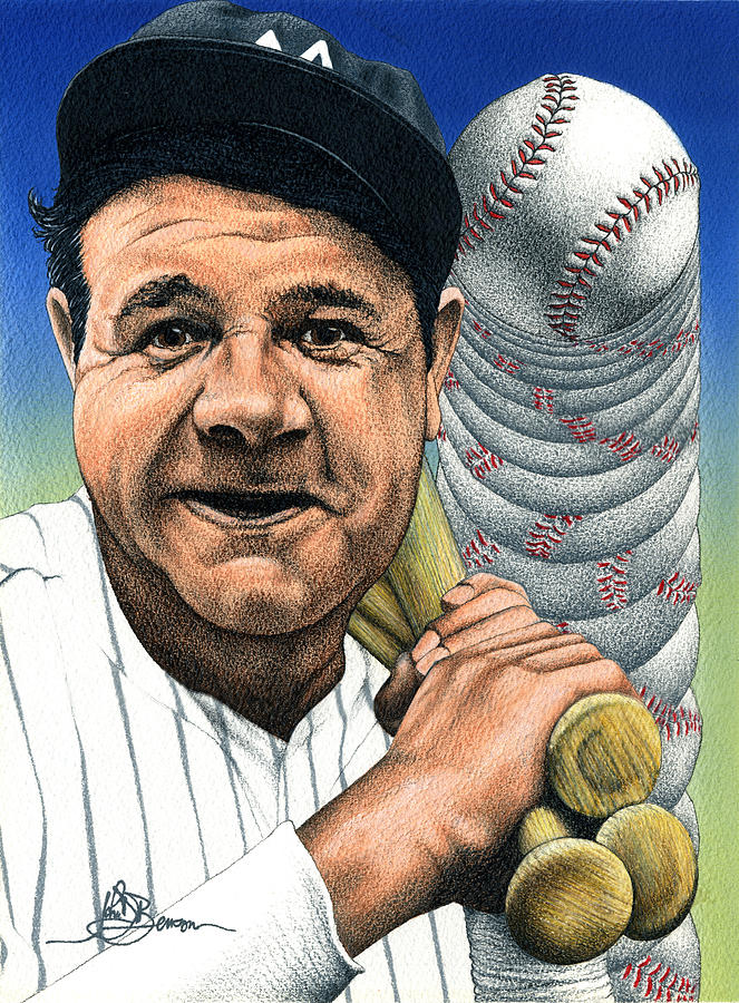 Baseball Mixed Media - Babe Ruth by John D Benson.