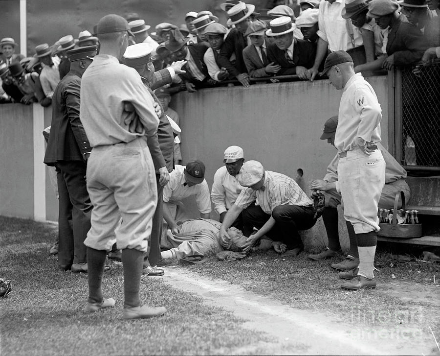 Babe Ruth knocked out by a wild pitch Photograph by Jon Neidert