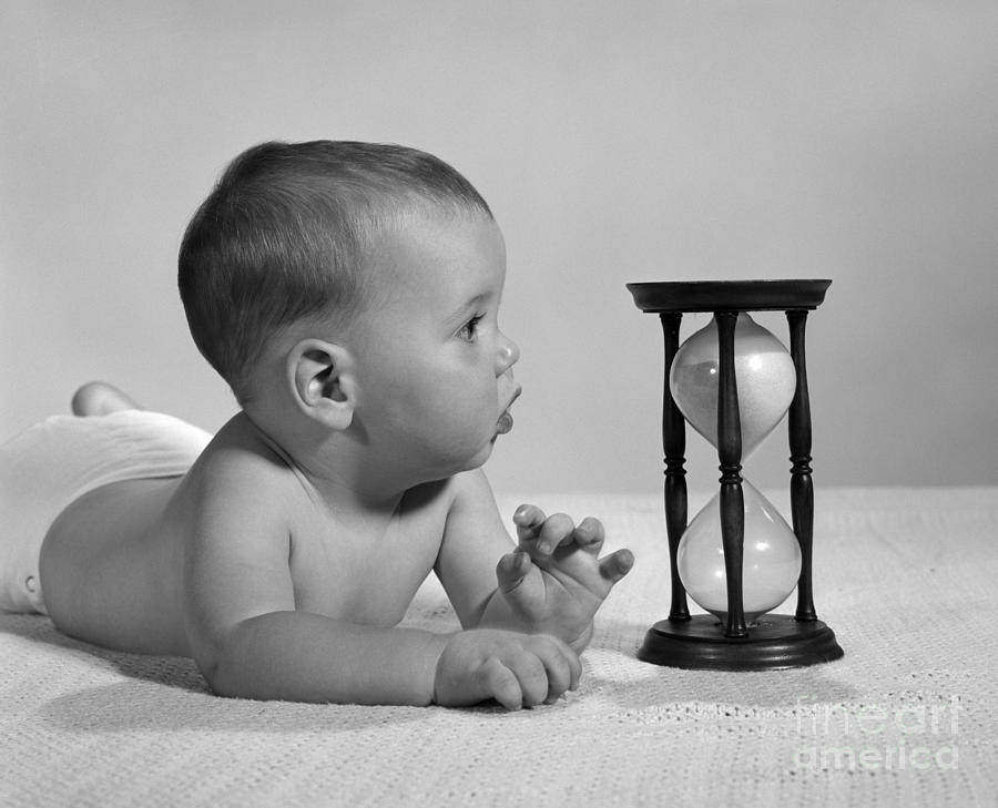 Baby And Hourglass, C.1960s Photograph by H. Armstrong Roberts/ClassicStock