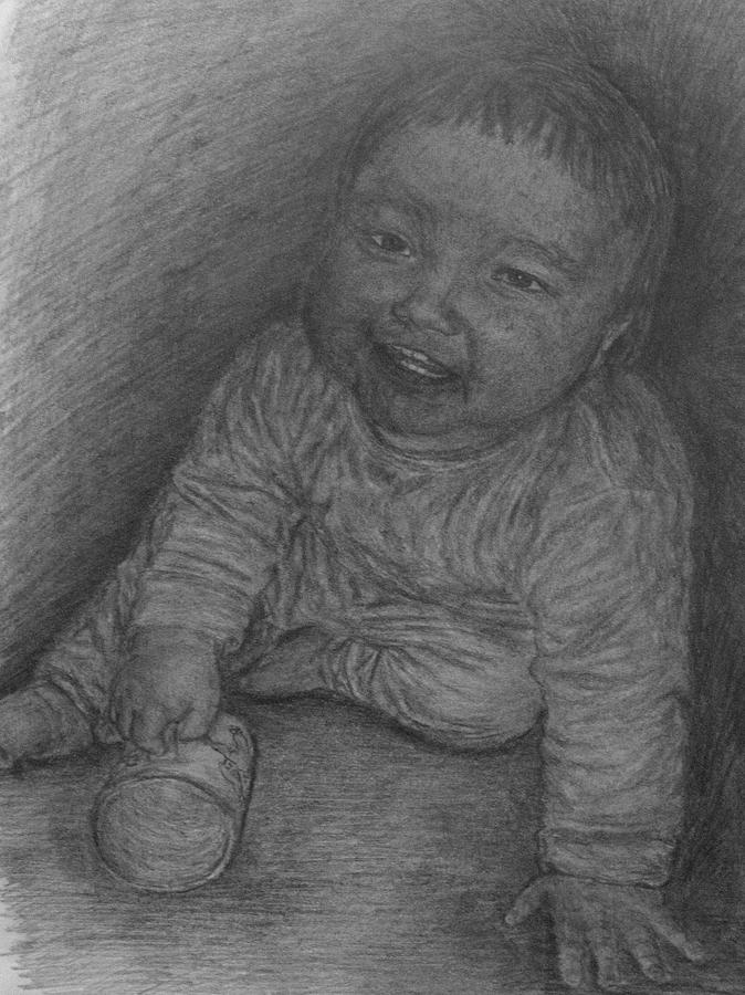 Baby and mug Drawing by Sami Tiainen