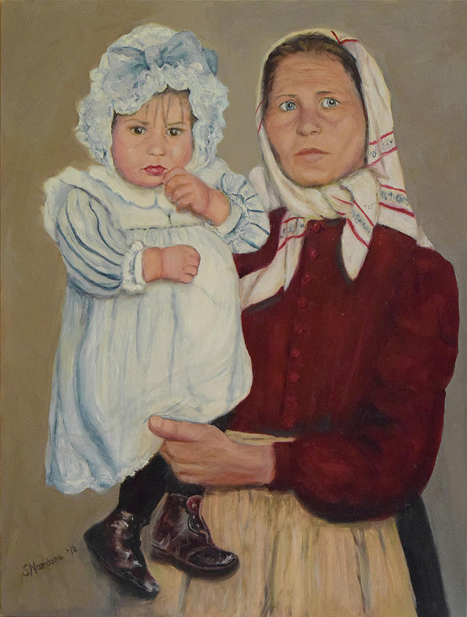 Baby and Nurse Painting by Sandra Nardone