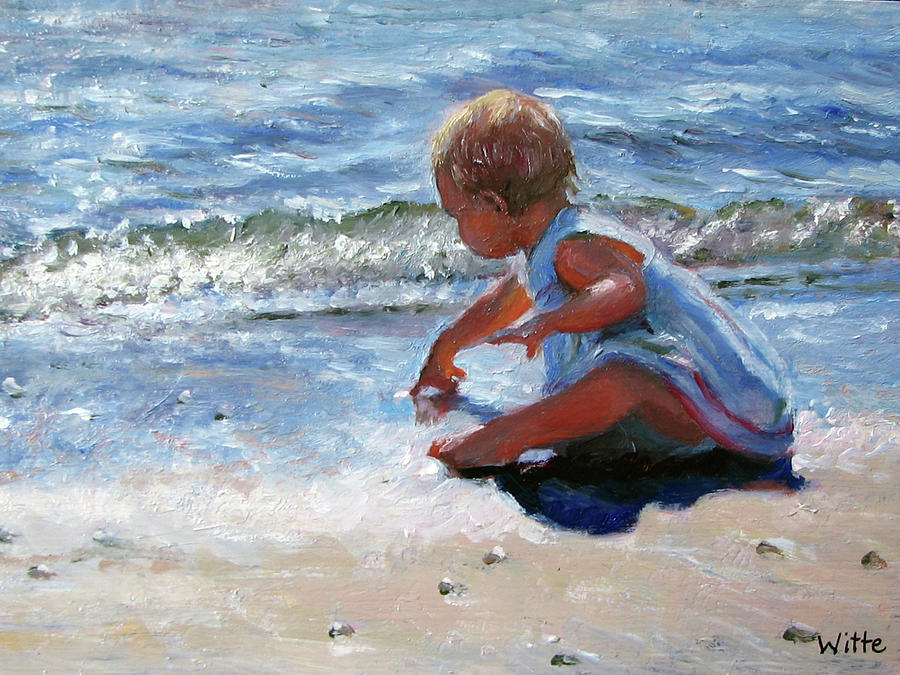 Baby and the Beach Painting by Marie Witte