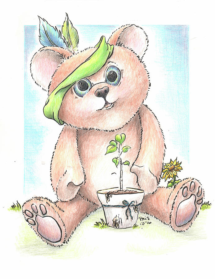Baby Bear Drawing by Pris Hardy