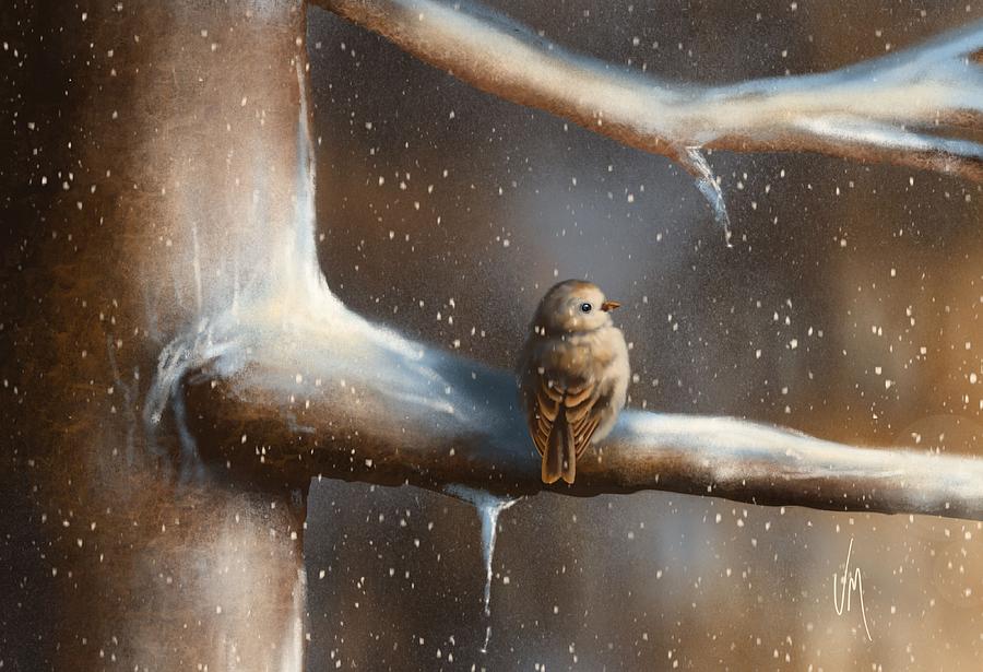 Tree Painting - Baby bird  by Veronica Minozzi