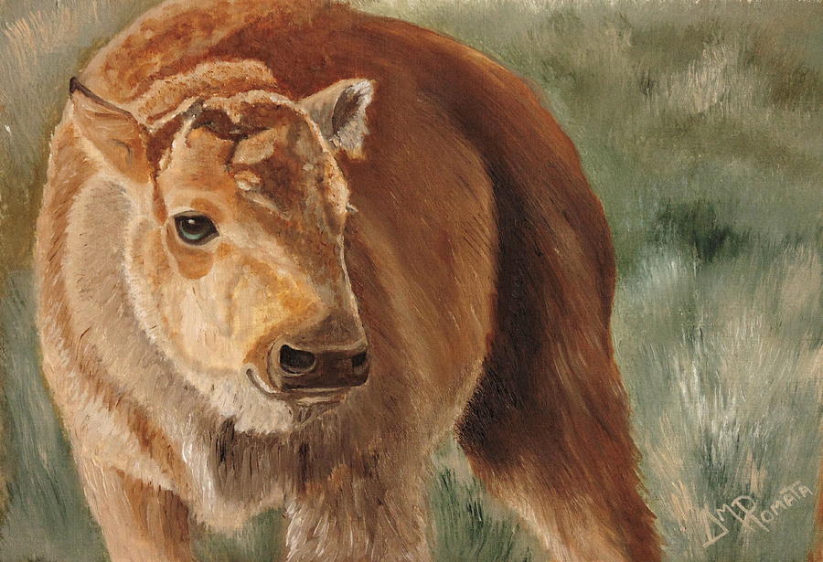 Buffalo Painting - Baby Bison by Angeles M Pomata