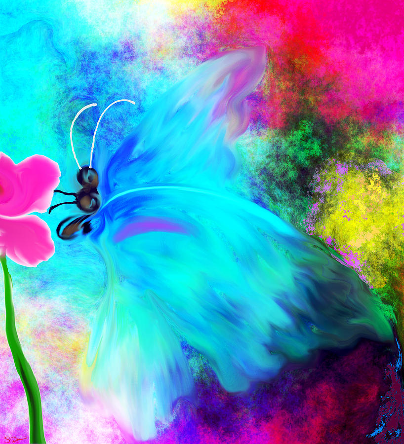 Baby Blue Butterfly Reverie Digital Art by Abstract Angel Artist Stephen K