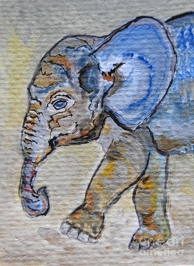 Baby Blue Elephant painting prints Photograph by Ella Kaye Dickey