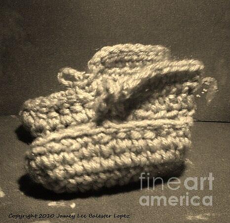 Babies Photograph - Baby Booties Black And White by Jamey Balester Babies Photograph - Baby Booties Black And White by Jamey Balester