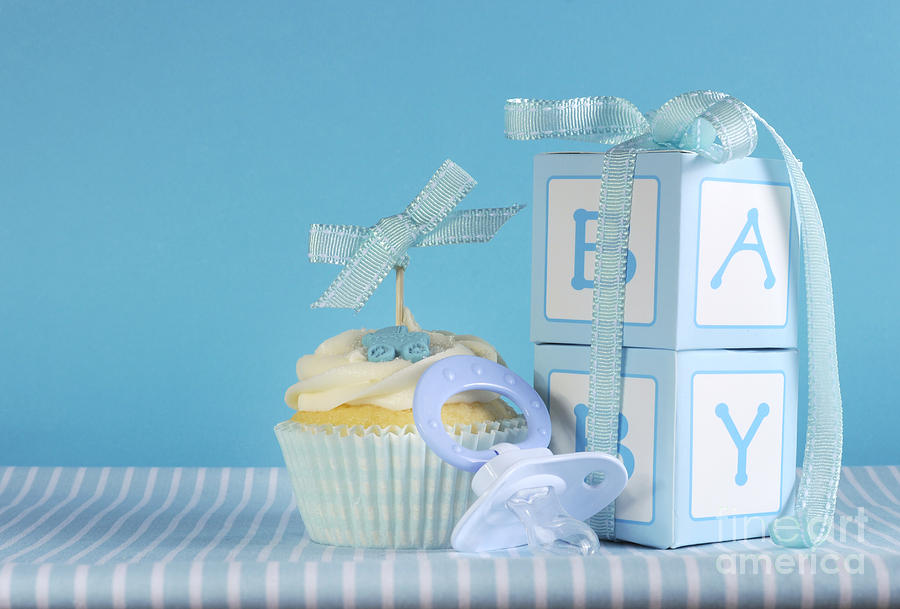 Clothing Photograph - Baby boy cupcake  by Milleflore Images