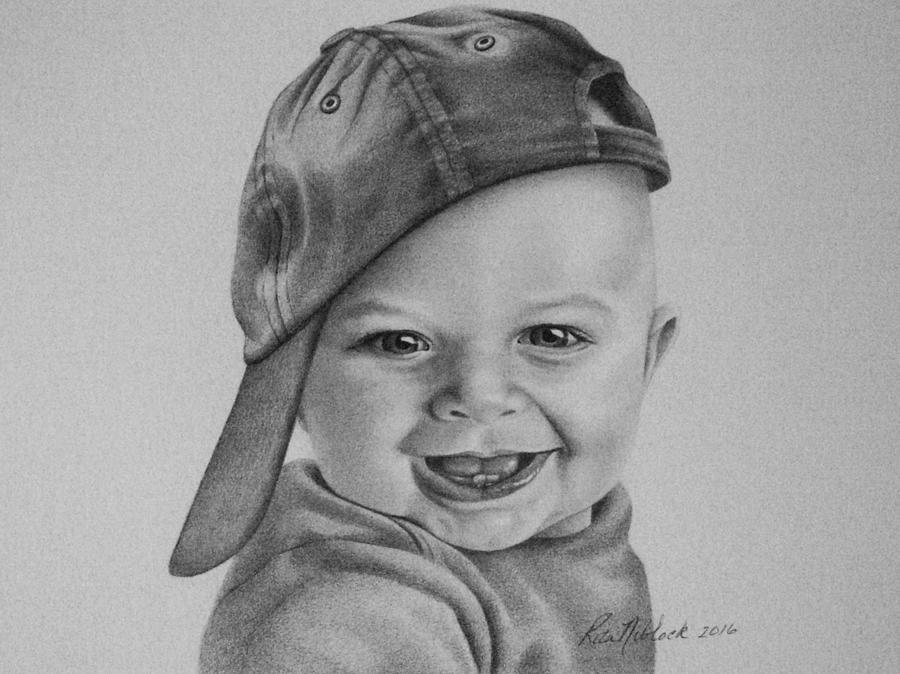 Sketch of happy baby boy hand drawn line Vector Image