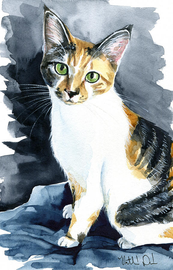 Cat Painting - Baby - Calico Cat Painting by Dora Hathazi Mendes