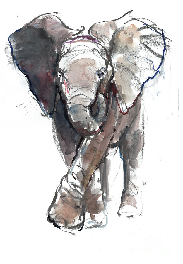 Elephant Painting - Baby Charge by Mark Adlington
