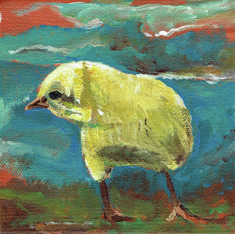 Baby Chick - little chicken Painting by Jan Dappen