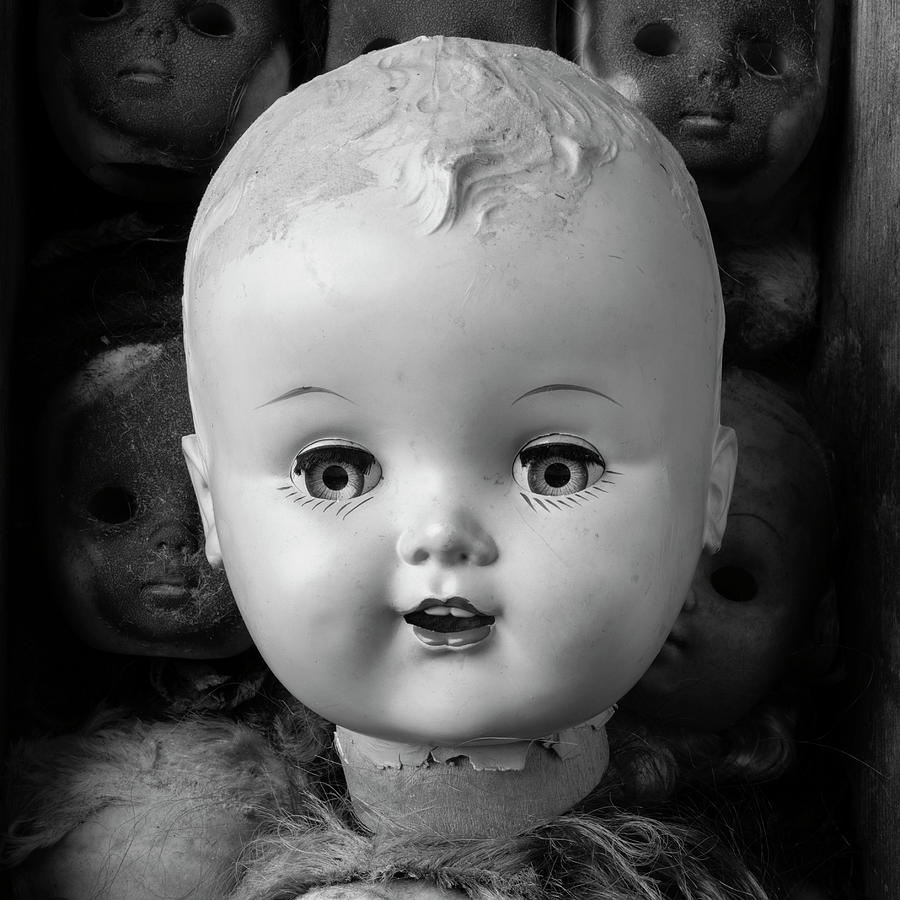 Baby Doll Head Black And White Photograph by Garry Gay