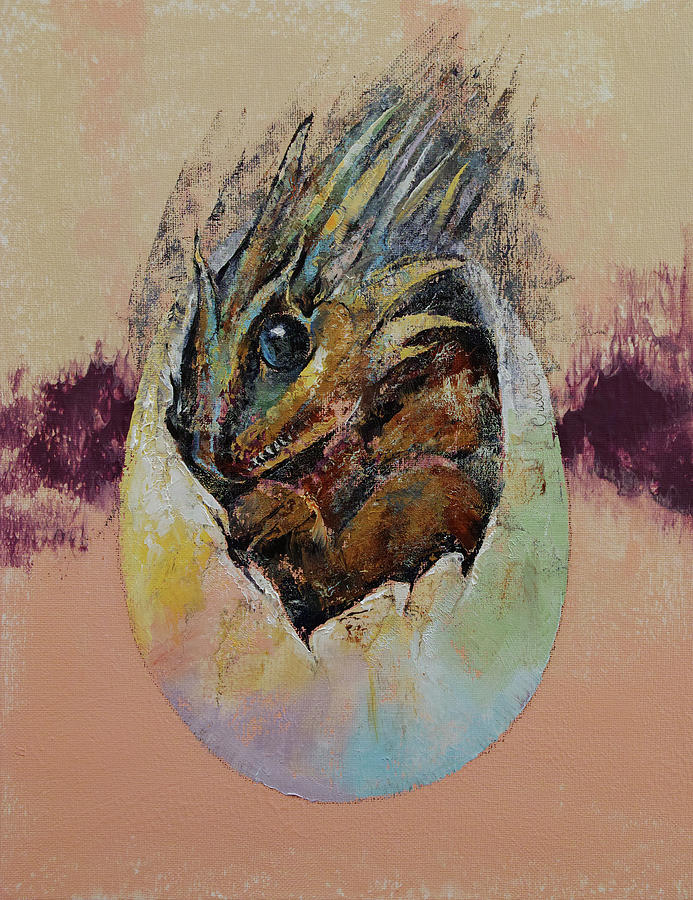 Baby Dragon Painting by Michael Creese