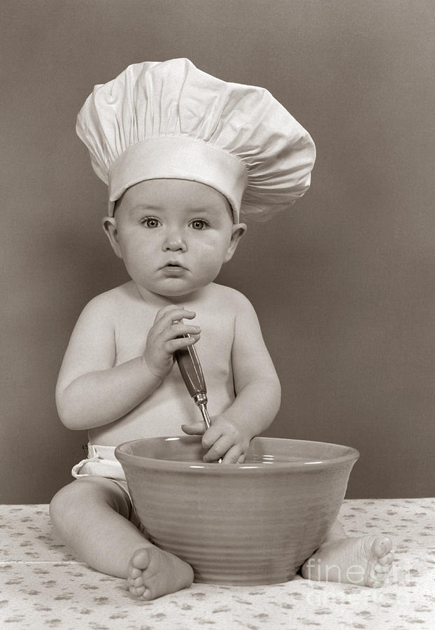 Baby Dressed As Chef, C.1940-50s Photograph by H. Armstrong Roberts/ClassicStock