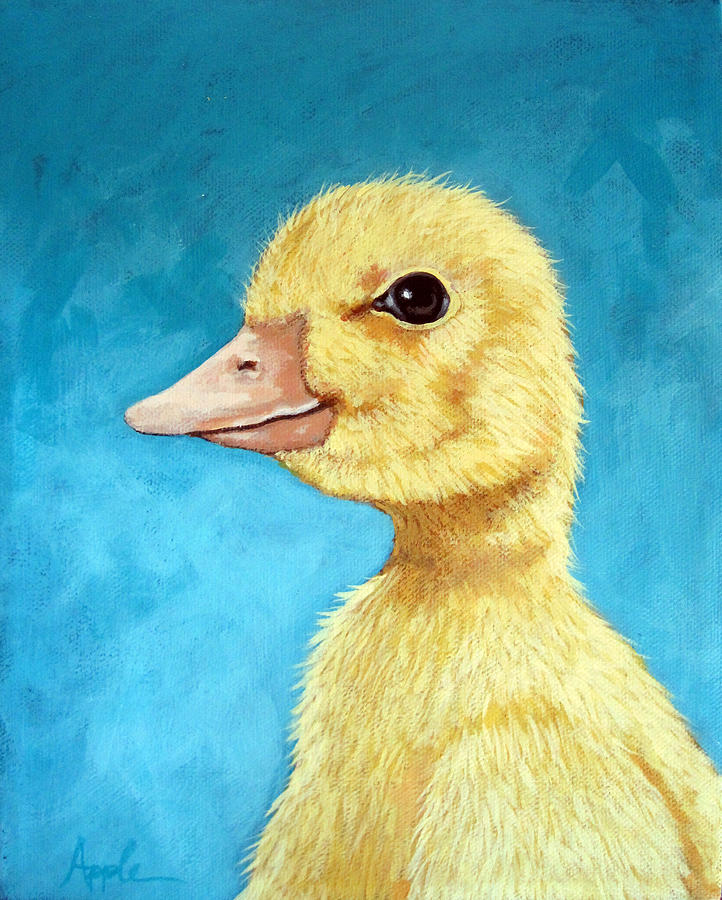 Baby Duck - spring duckling Painting by Linda Apple