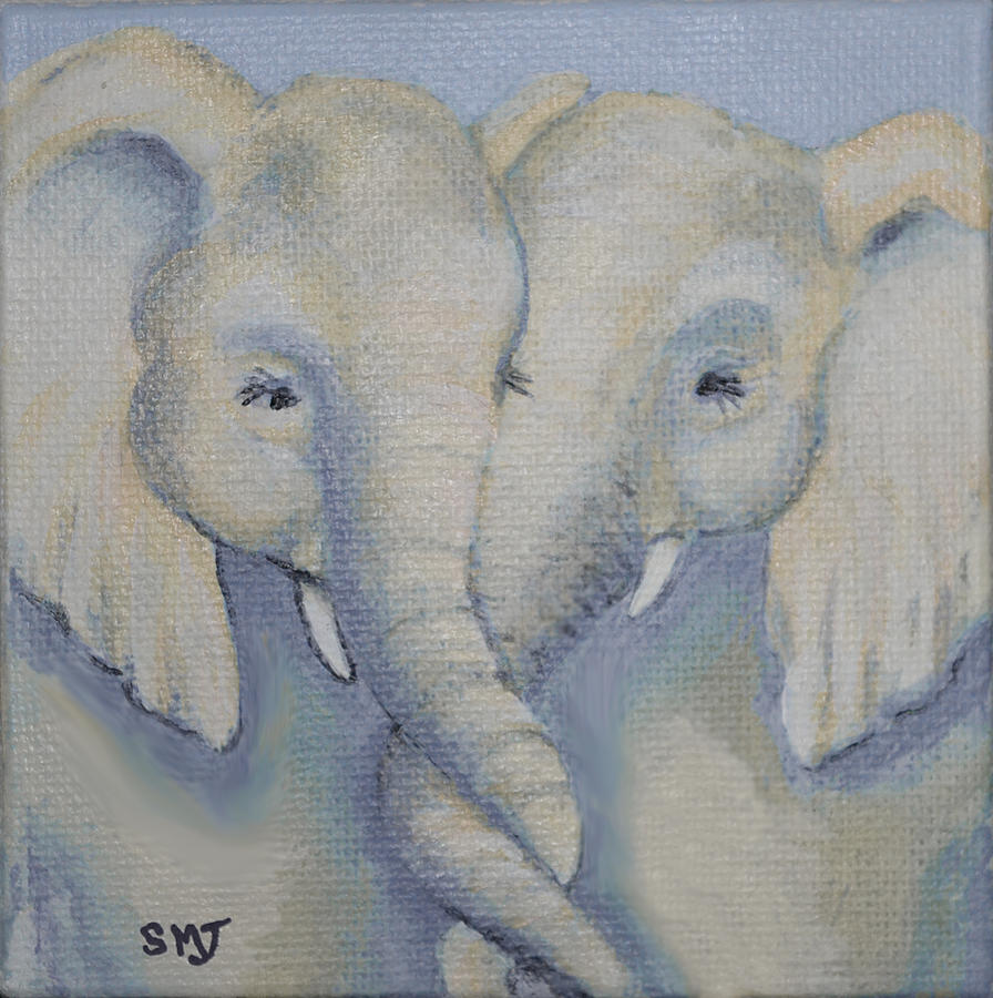 Elephant Painting - Baby Elephant Friends by Sandy Murphree Jacobs