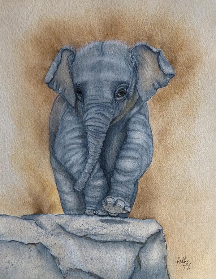 Baby Elephant  Painting by Kelly Mills