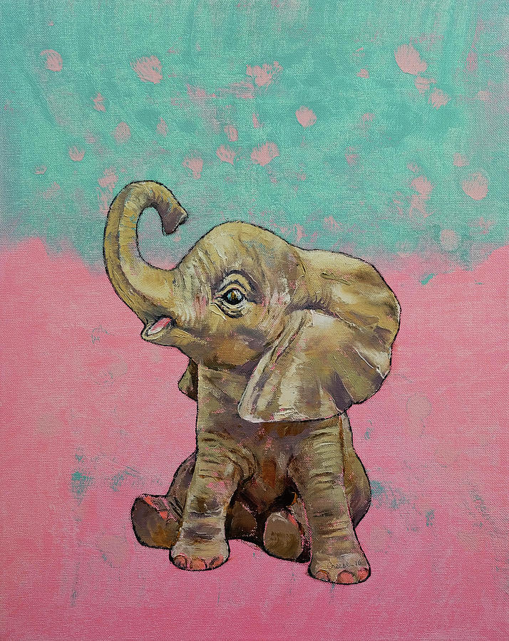 Baby Elephant Painting by Michael Creese