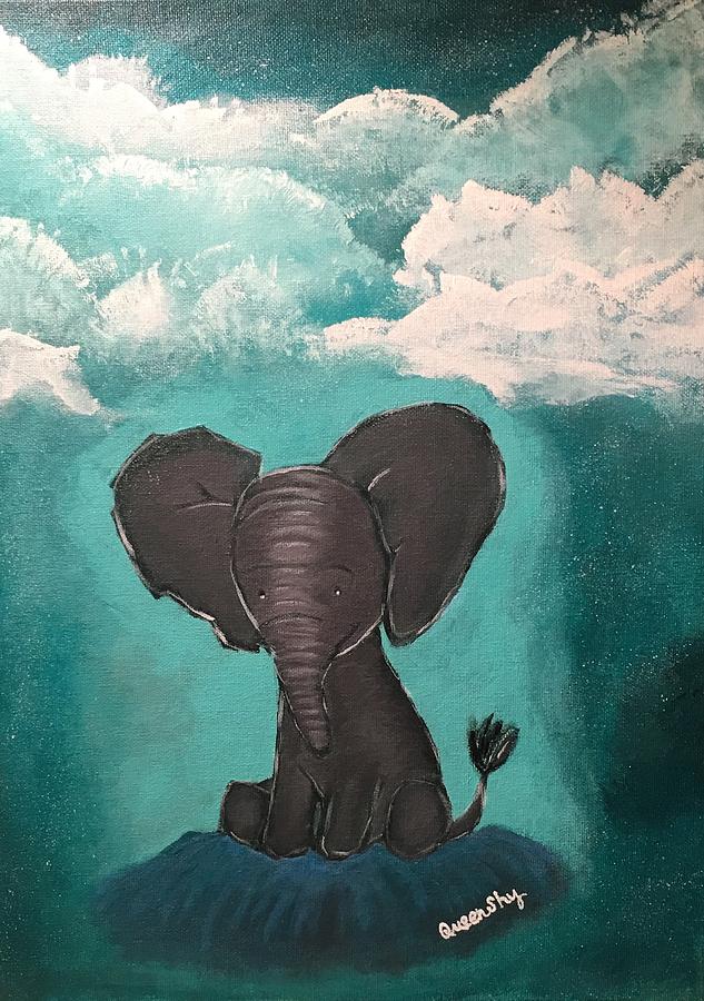 Baby Elephant Painting by Queen Gardner
