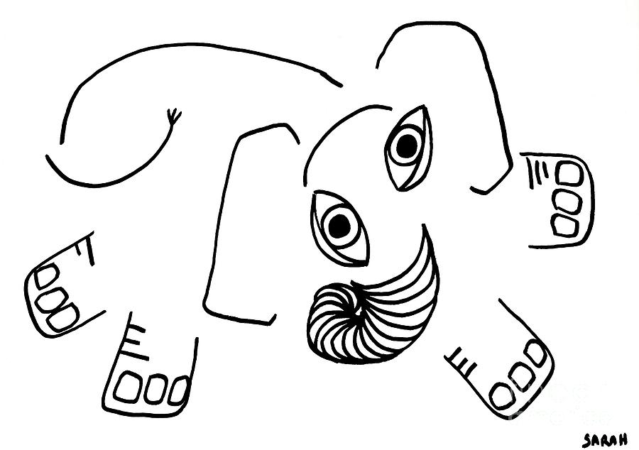 Baby Elephant Drawing by Sarah Loft