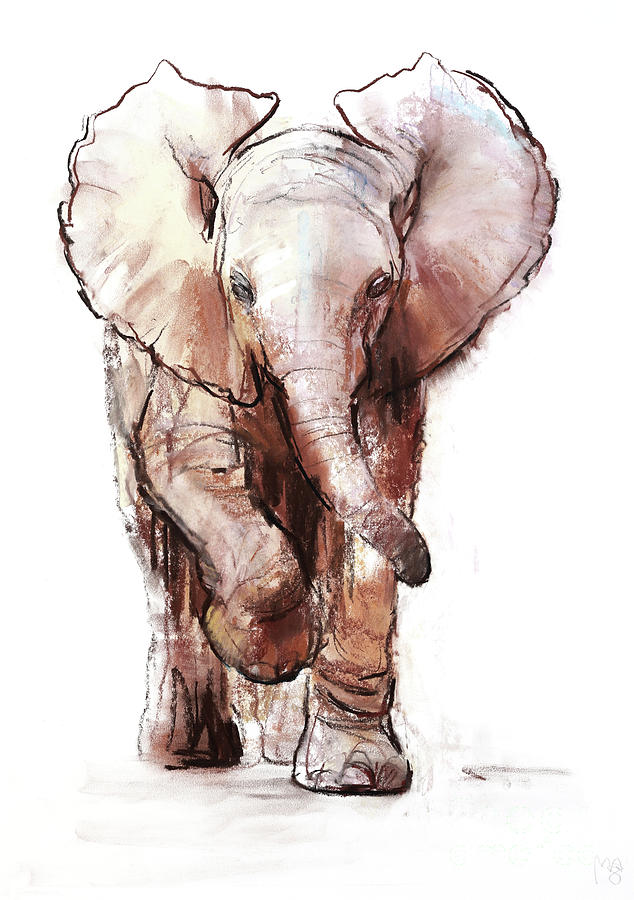 Baby Elephant Two Loisaba Painting by Mark Adlington
